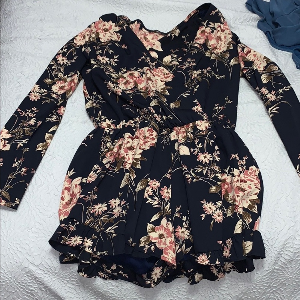 Honey punch floral long sleeve romper